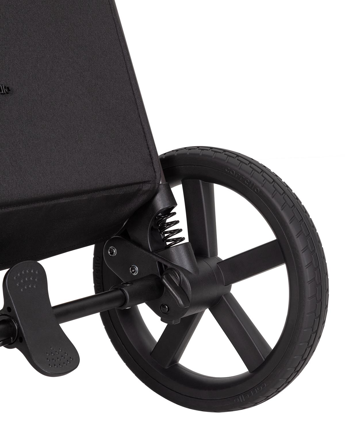 Прогулочная коляска Bravo SL Deluxe 2025 Переключатель упругости амортизатора заднего колеса.